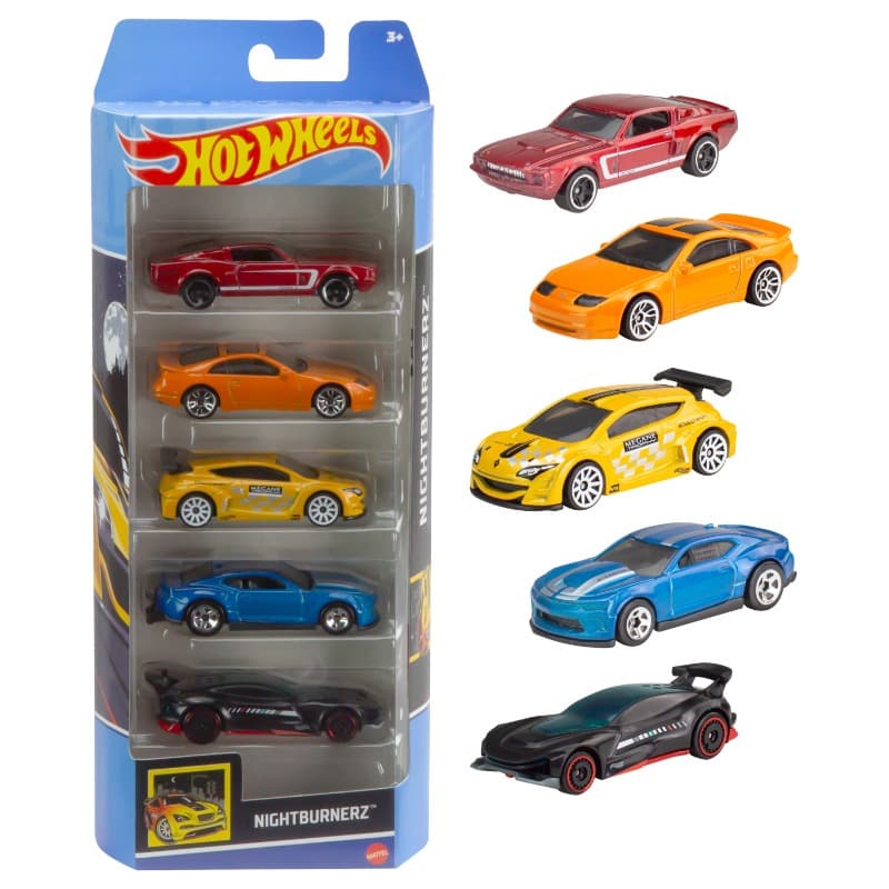 Hot Wheels Basic 5-Pack Die-Cast Toy Cars in 1:64 Scale (Styles & Colors May Vary)