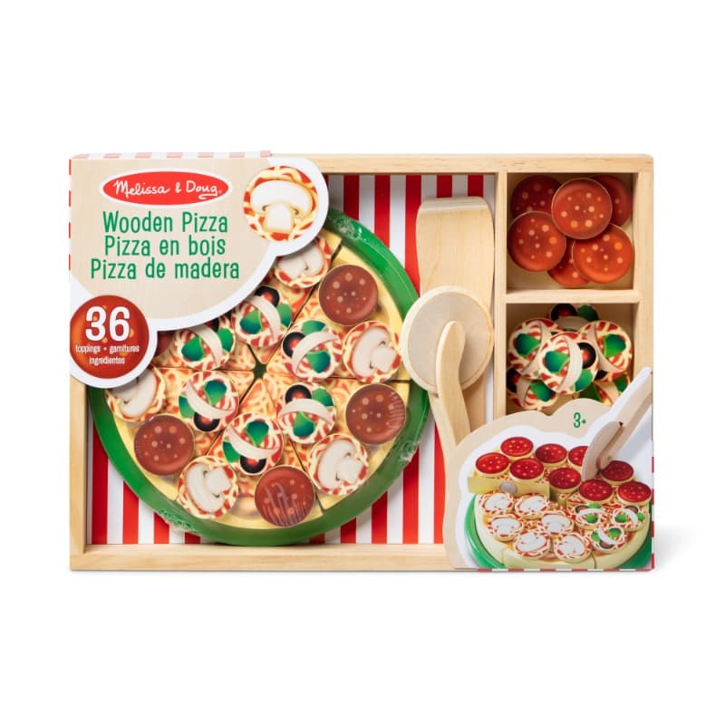 Melissa And Doug Wooden Pizza Party Play Food Set With 36 Toppings thumbnail 2
