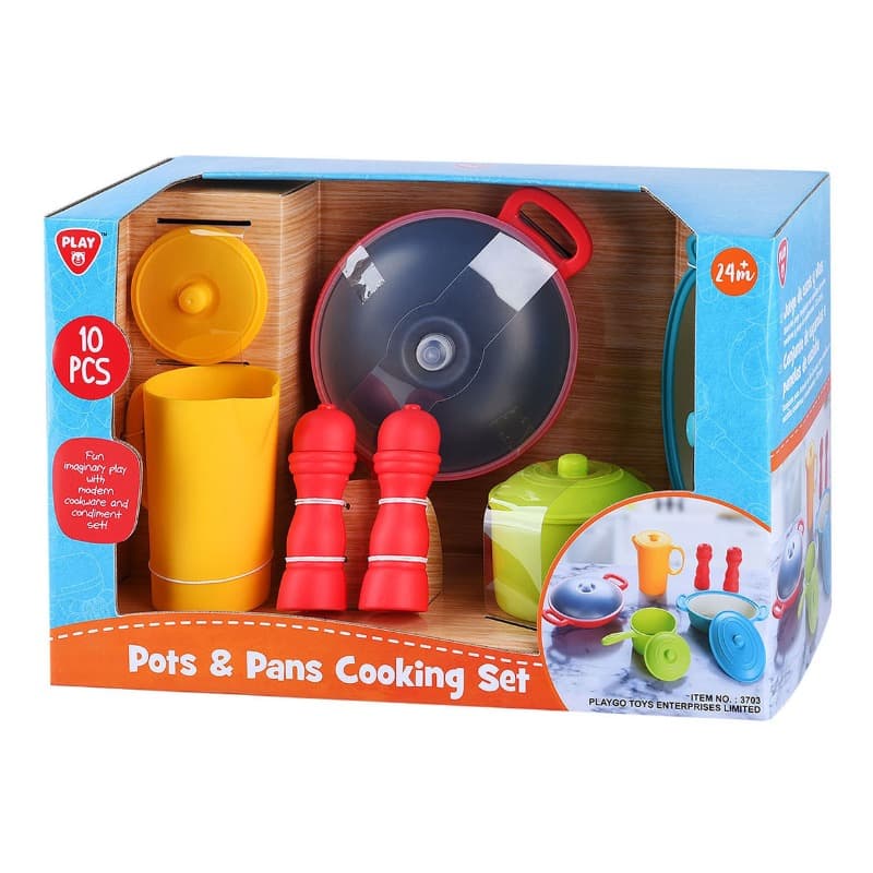 Playgo Pots And Pans Cooking Set - 10 Pcs