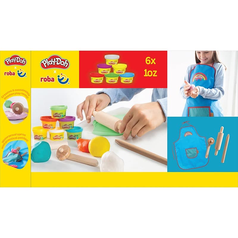 Play-Doh Play Set Wooden Tools Modelling Tins & Apron
