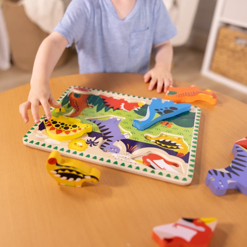Melissa and Doug Dinosaur Wooden Chunky Puzzle 7 PCS thumbnail 3