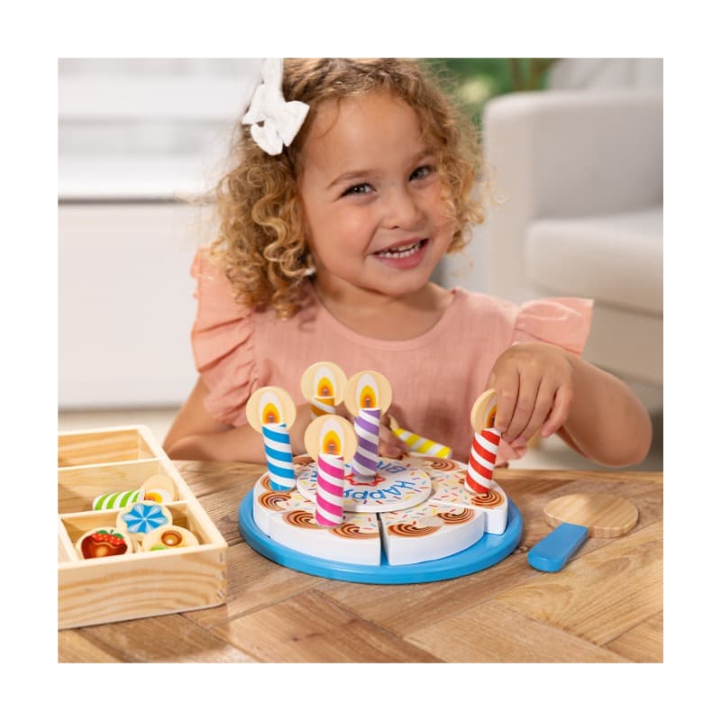 Melissa And Doug Birthday Party Cake - Wooden Play Food With Mix-n-Match Toppings and 7 Candles thumbnail 4