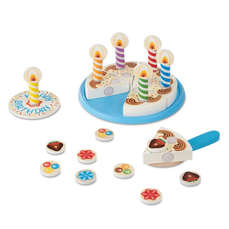 Melissa And Doug Birthday Party Cake - Wooden Play Food With Mix-n-Match Toppings and 7 Candles thumbnail 2