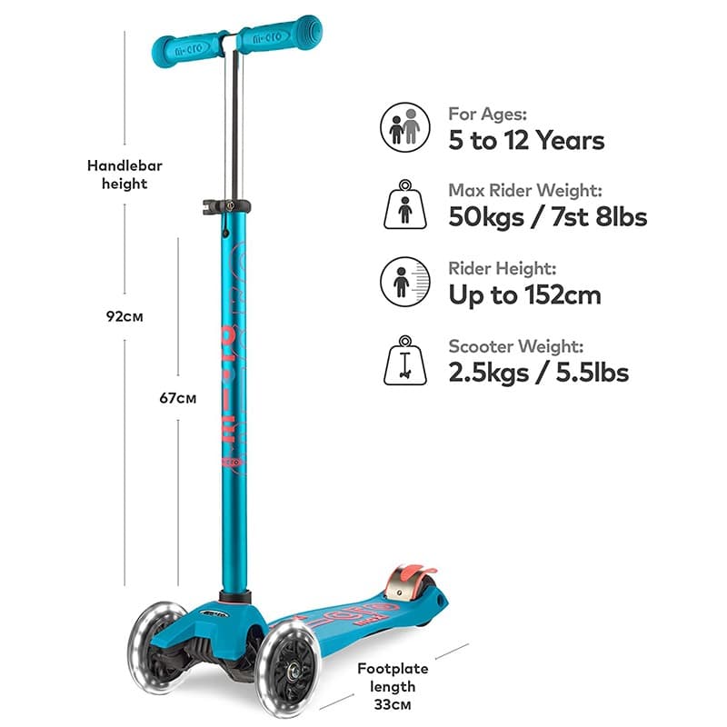 Micro Maxi Deluxe Scooter With LED Wheels - Aqua thumbnail 2