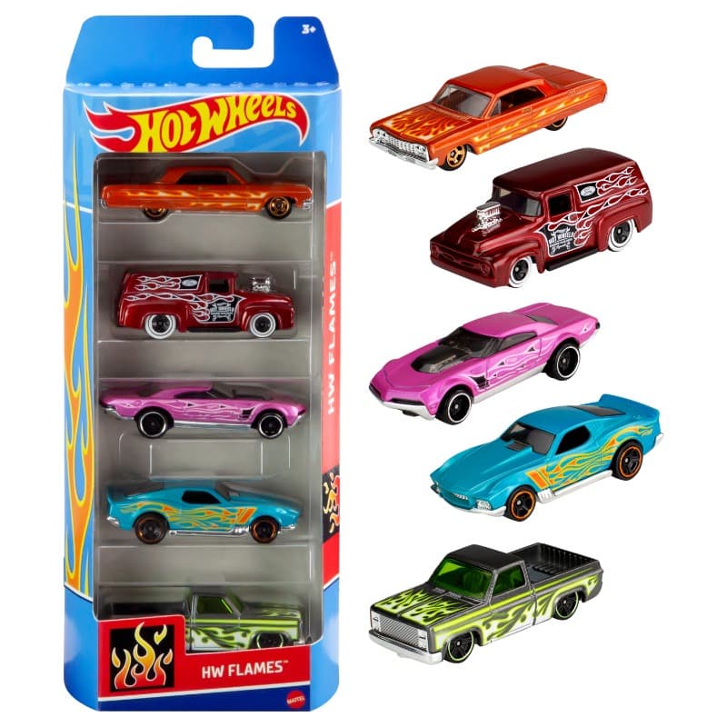Hot Wheels Basic 5-Pack Die-Cast Toy Cars in 1:64 Scale (Styles & Colors May Vary) thumbnail 4