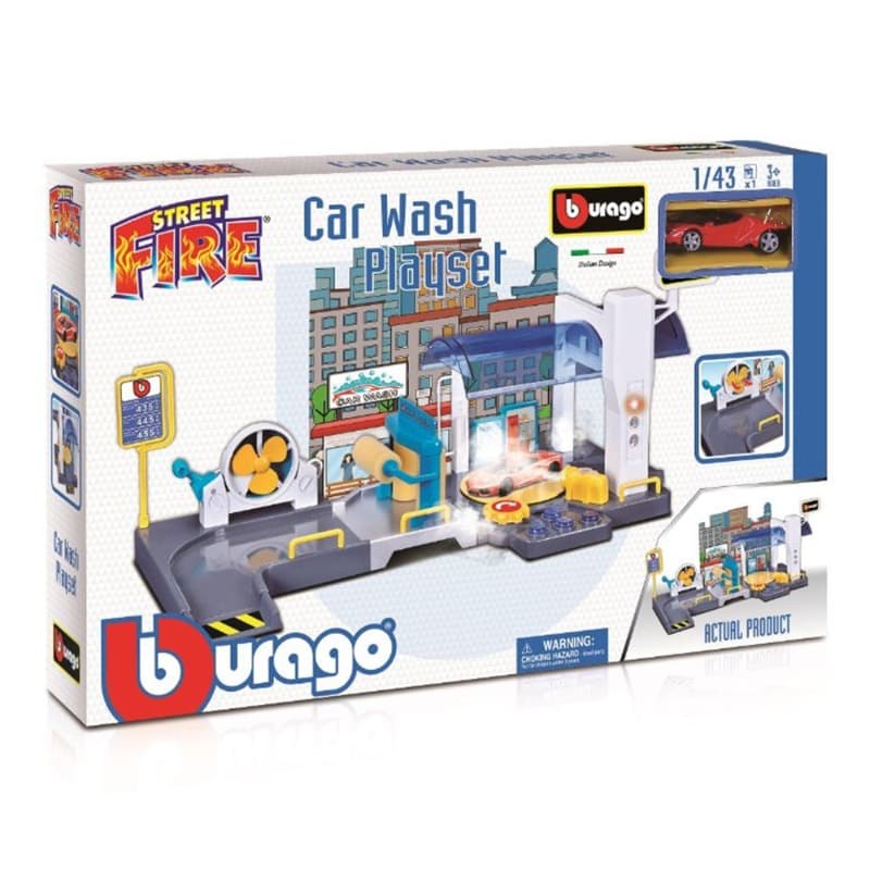 Bburago Street Fire Car Wash Playset