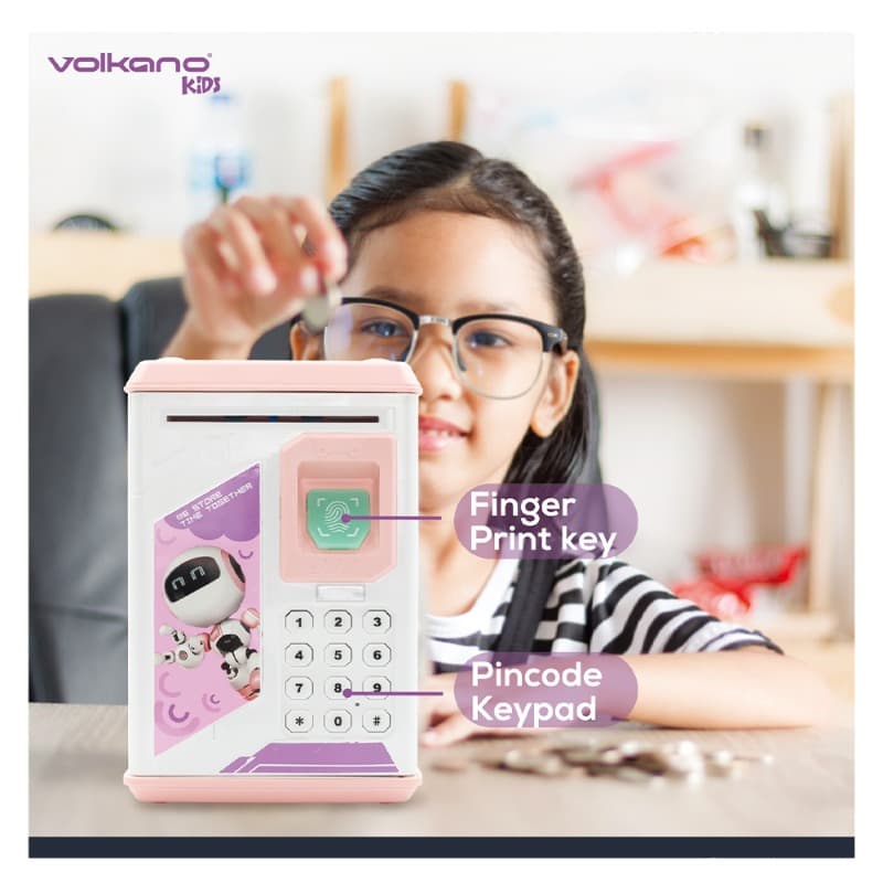 Volkano Kids Robo Vault series Kids Money Saving Vault - Pink thumbnail 5